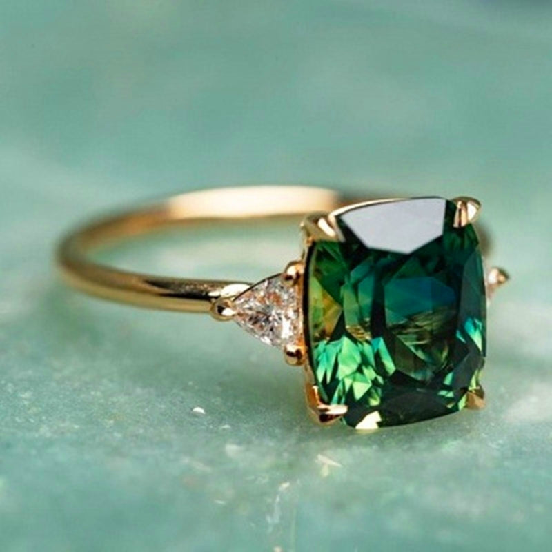 Chance - Bague en zircon vert en or