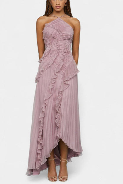 Bia™ | Robe Halter Plissée de Soirée en Lilas