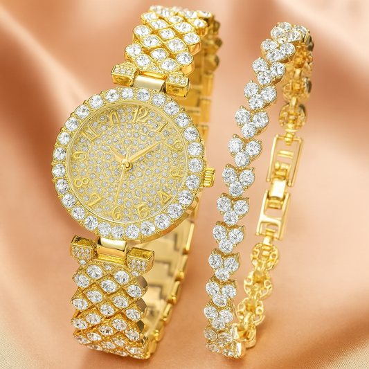 Luxe Radiance Gold Watch & Bracelet Set