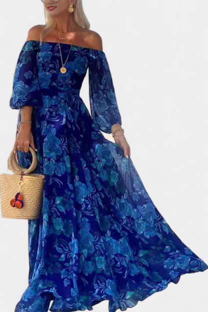 Davina™ | Robe Longue Off-Shoulder Imprimé Floral Été