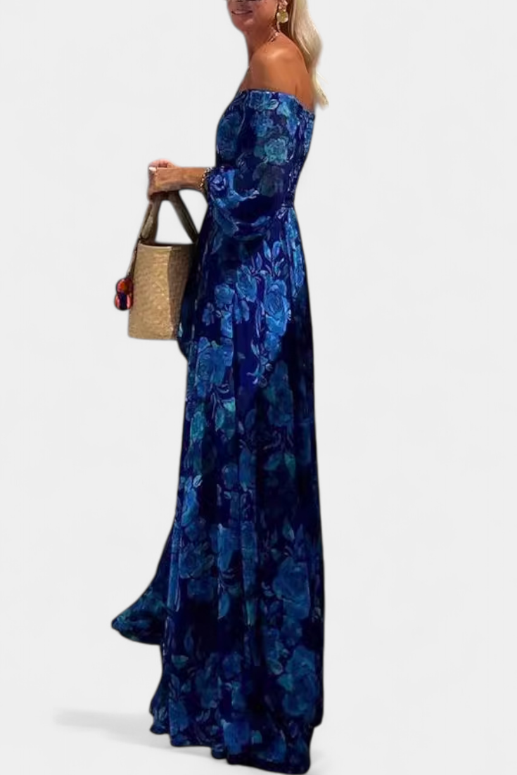 Davina™ | Robe Longue Off-Shoulder Imprimé Floral Été