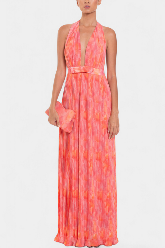 Solène™ | Robe Longue Plissée Dos Nu