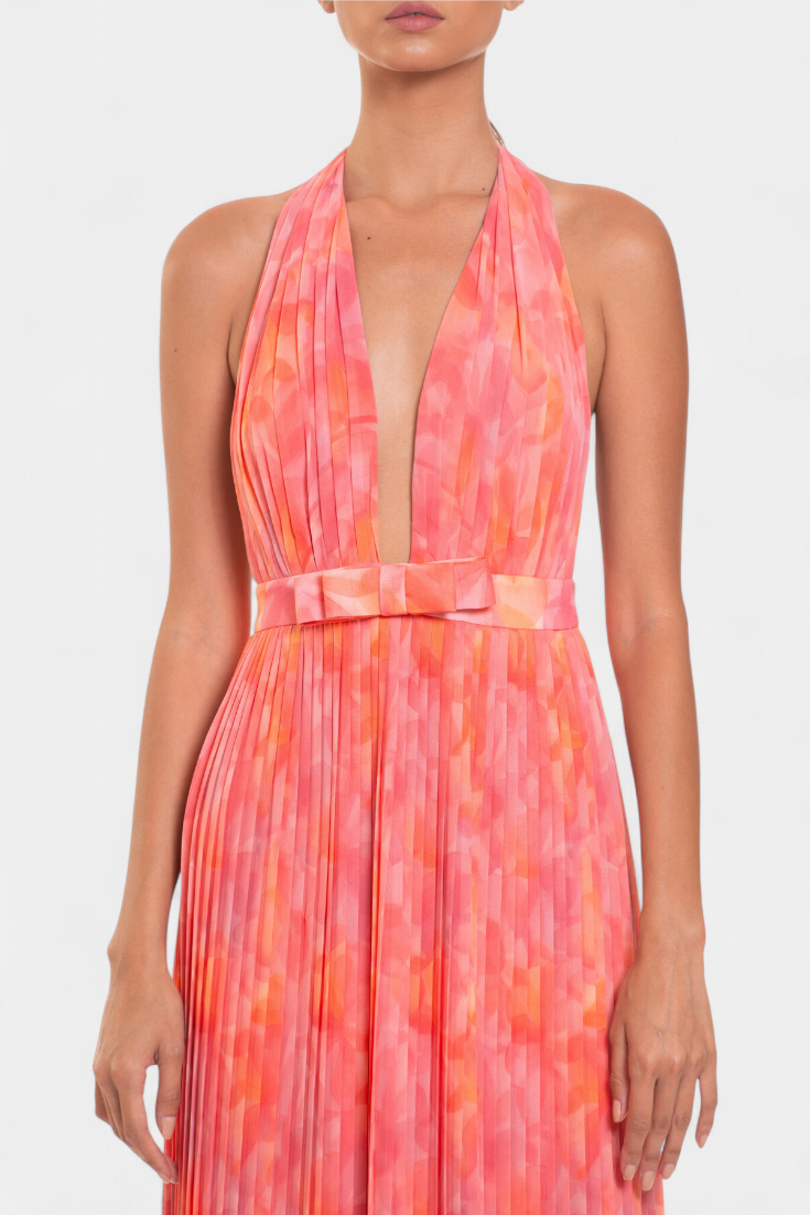 Solène™ | Robe Longue Plissée Dos Nu