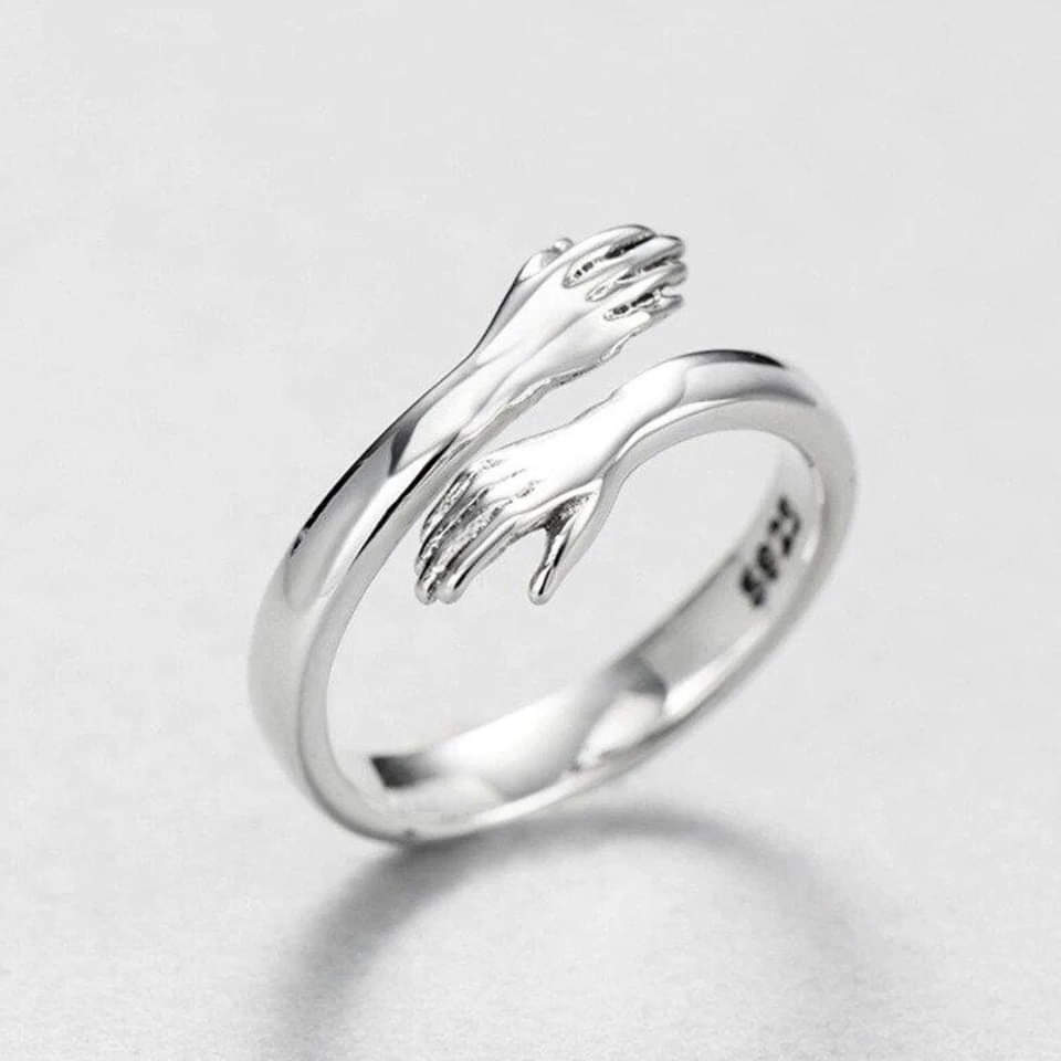 Bague d'étreinte ajustable en argent