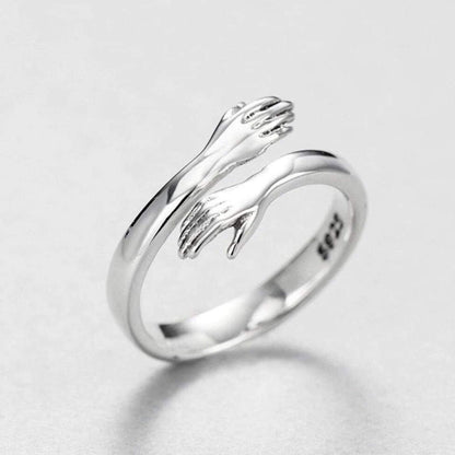 Bague d'étreinte ajustable en argent