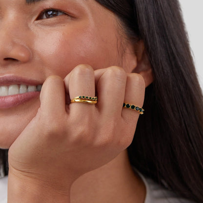 Mary - Bague superposée en vert émeraude